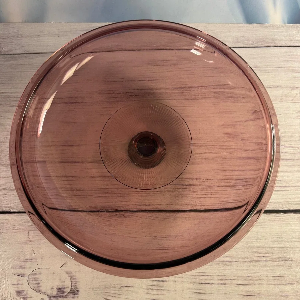 VTG Corning Visions Dutch Oven 5L Cranberry Glass Pyrex Lid Retro 90s